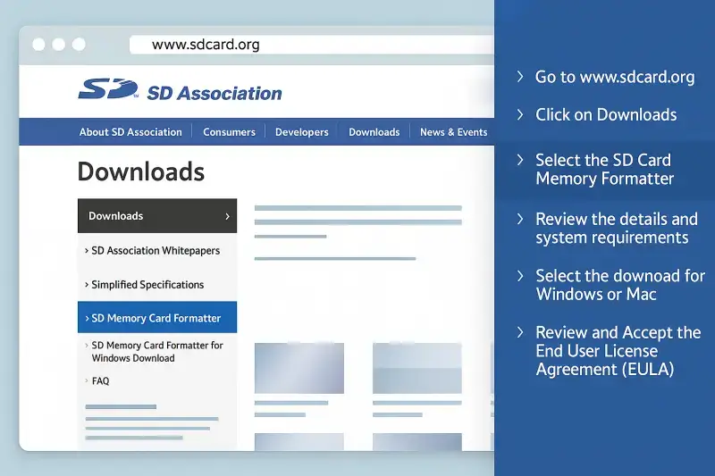Интерфейс сервиса SD (SD Formatter)